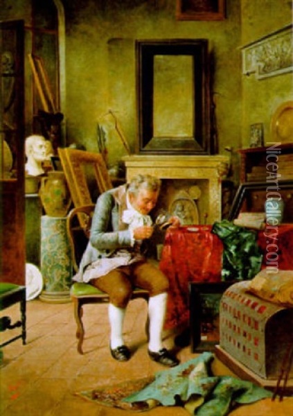 Beim Antiquitatenhandler Oil Painting - Johannes Hari the Younger