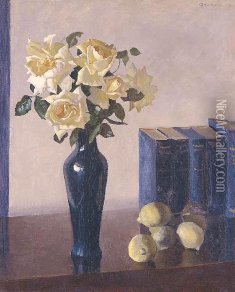 Yellow Roses Oil Painting - Elioth Gruner