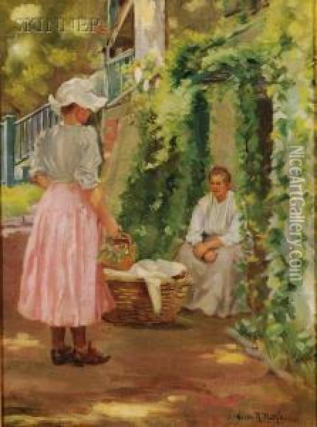 In The Garden Oil Painting - Helena Regina Rohbausch