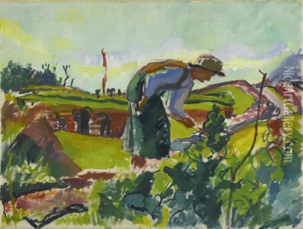 Field Worker Oil Painting - Giovanni Giacometti