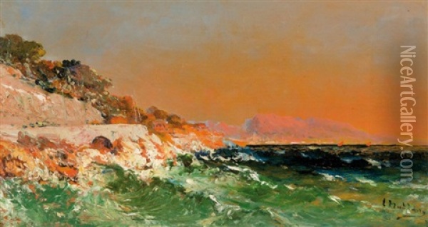 La Corniche Oil Painting - Louis Nattero