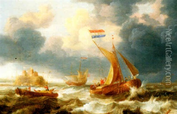 Shipping In Rough Water Oil Painting - Jan Peeters the Elder