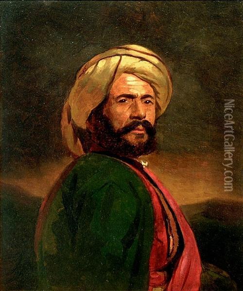 Portrait Of A Gentleman In Arab Costume Oil Painting - John Parker