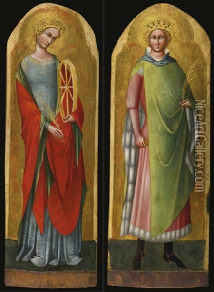 Saint Catherine Of Alexandria And Saint Sigismund Of Burgundy (pair) Oil Painting - Lorenzo Veneziano