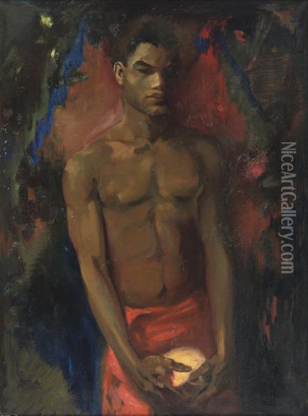 Young North African Man Posing Oil Painting - Geert Grauss