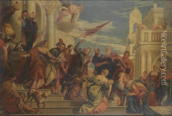 Saint Marc Et Saint Marcellin Oil Painting - Bonifacio Veronese (Pitati)