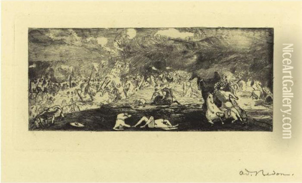 Bataille (mellerio 5; Harrison 4 Ii/iii) Oil Painting - Odilon Redon