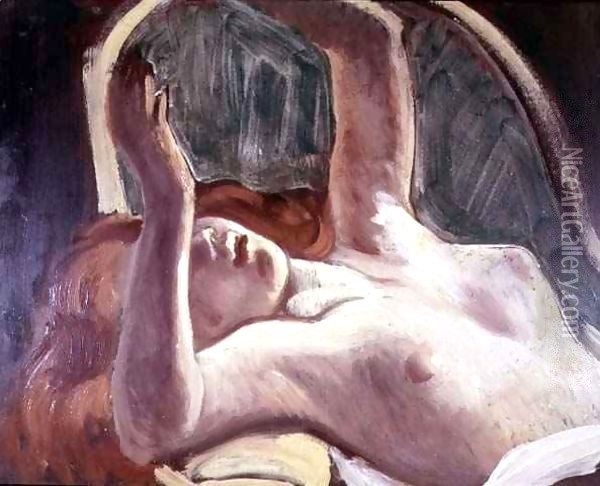 Nude Woman Reclining Oil Painting - Jean Baltus