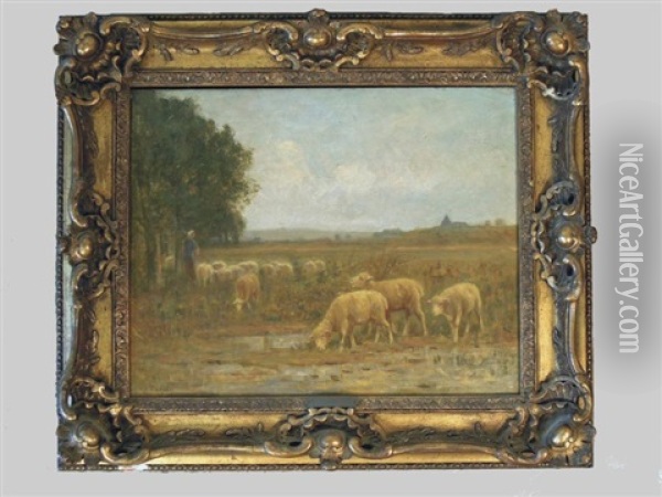 Troupeau De Moutons Oil Painting - Albert Charpin