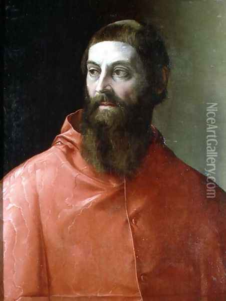 Cardinal Rudolfo Pio, Bishop of Faenza c.1500-64, 1528 Oil Painting - Francesco de' Rossi