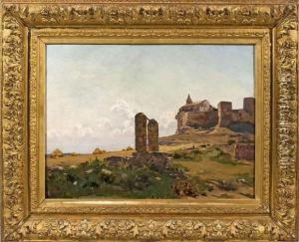 Sous La Citadelle De Fos Sur Mer. Oil Painting - Joseph Garibaldi