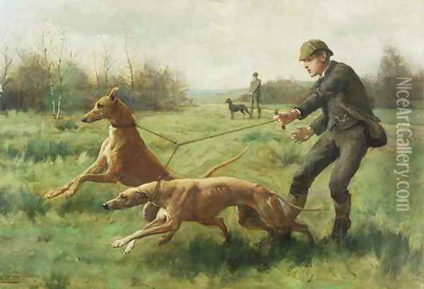 Exercising Greyhounds Oil Painting - George Goodwin Kilburne