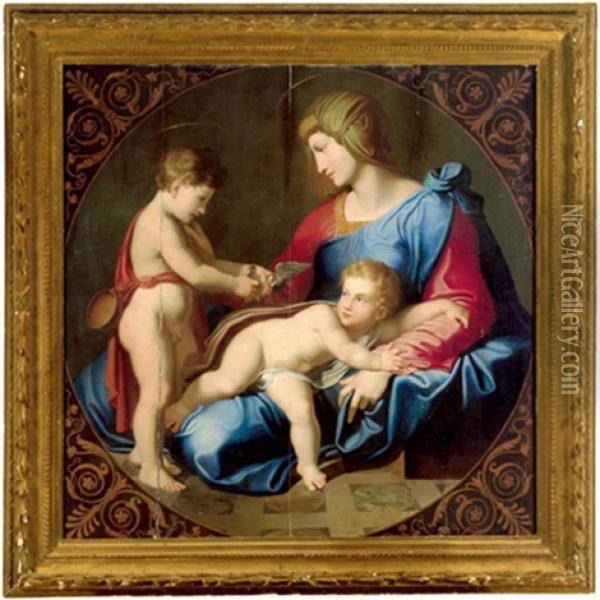La Madonna Con Il Bambino E San Giovannino Oil Painting - Luigi Agricola