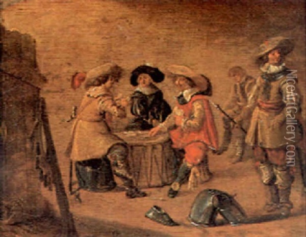 Officers Playing Cards Oil Painting - Pieter Jacobs Codde