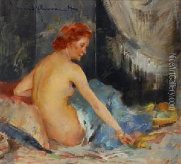 A Nude Girl Oil Painting - Emil Schovanek
