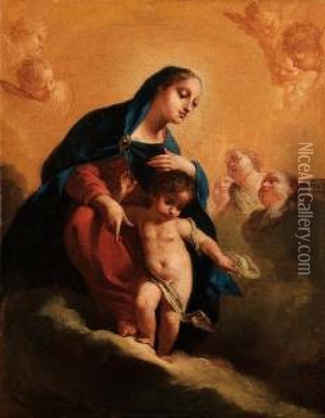 Madonna Col Bambino In Gloria, E Angeli Oil Painting - Francesco Polazzo