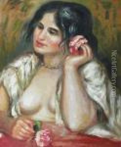Gabrielle With A Rose Oil Painting - Pierre Auguste Renoir