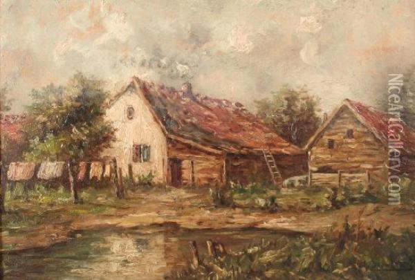 Zwei Bauernhauser Oil Painting - Albertus Orient Del Browere