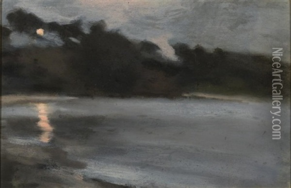 Moonrise Oil Painting - Clarice Marjoribanks Beckett