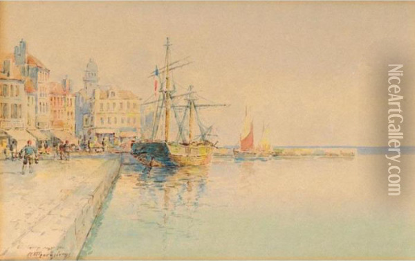 A Port Oil Painting - Spyridon Prosalentis
