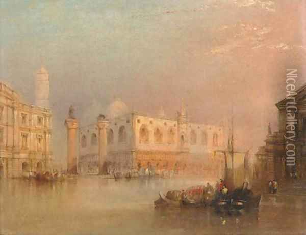 Vessels before St Mark's Square, Venice Oil Painting - Edward Pritchett