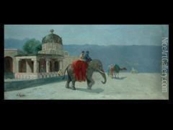 Indischer Elefantenreiter Oil Painting - William Robert Symonds