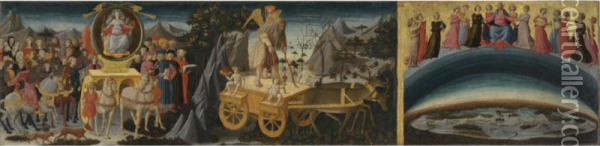 The Triumph Of Fame, The Triumph Of Time And The Triumph Of Eternity Oil Painting - Domenico Di Michelino