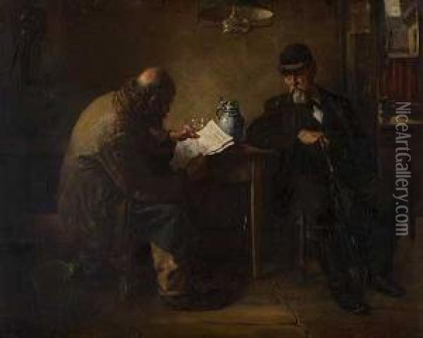 Der Brief (inder Wirtsstube) Oil Painting - Reinhold Werner