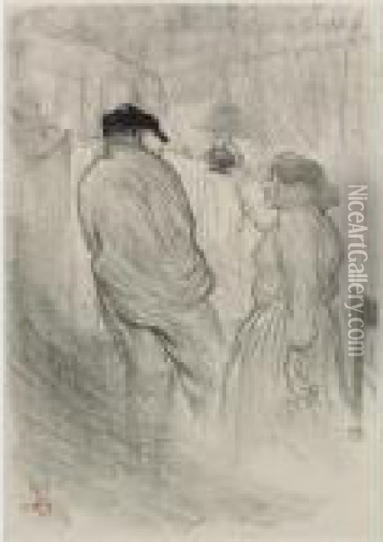 Au Theatre Libre, Antoine Dans 'l'inquietude' (d.51; W.41; Adr. 56) Oil Painting - Henri De Toulouse-Lautrec