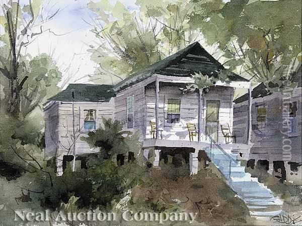 Mississippi Cabin Oil Painting - John Landis