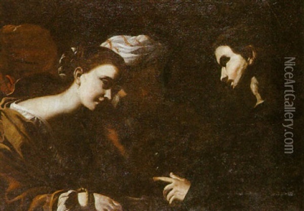 Le Christ Et La Femme Adultere Oil Painting - Mattia Preti