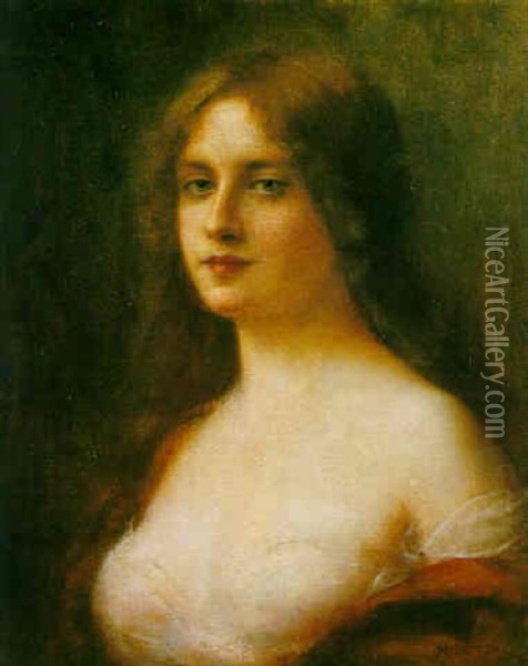Portrait Of A Red Haired Beauty Oil Painting - Henri Rondel