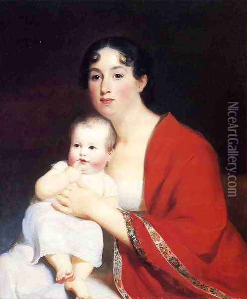 Madame Brujere and Child Oil Painting - Thomas Sully