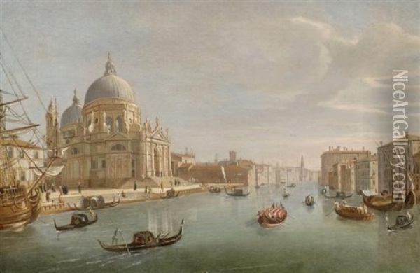 Venedig Mit Blick Auf Den Canal Grande Und Santa Maria Della Salute Oil Painting - Luigi Vanvitelli