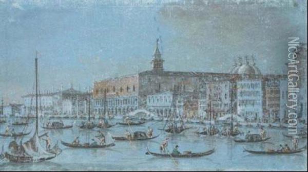 Veduta Del Canal Grande Oil Painting - Giacomo Guardi