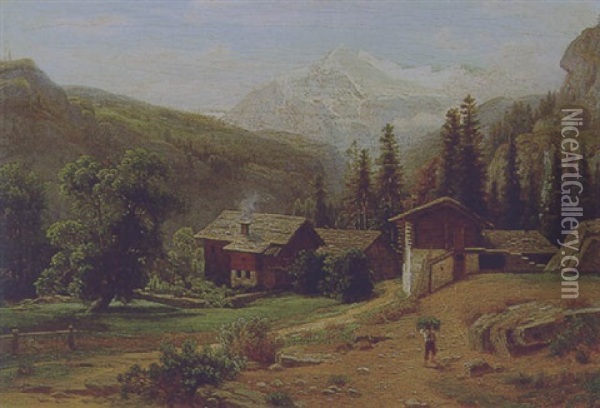 Blick Auf Das Weishorn Im Wallis Oil Painting - Wilhelm Julius August Nabert