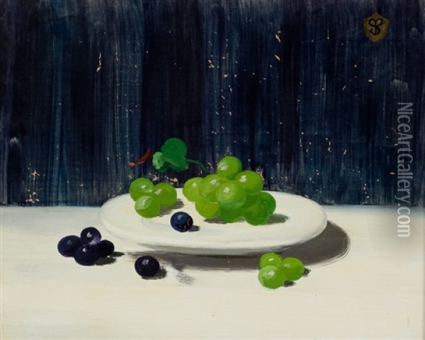 Still Life With Grapes Oil Painting - Stuart James Park