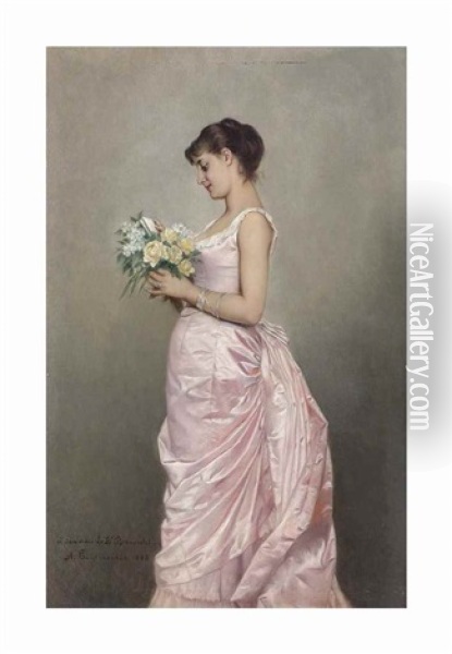 Getting Ready For The Ball Oil Painting - Auguste Toulmouche