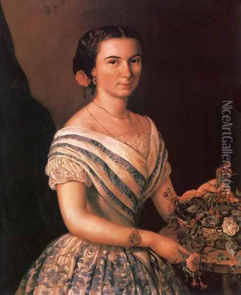 Portrait of Dobosy Lajosne nee Amalia Kaszap 1855 Oil Painting - Soma Orlai Petrich