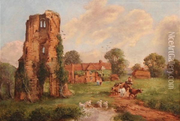 Maxstoke Priory Warwickshire Oil Painting - John Joseph Hughes