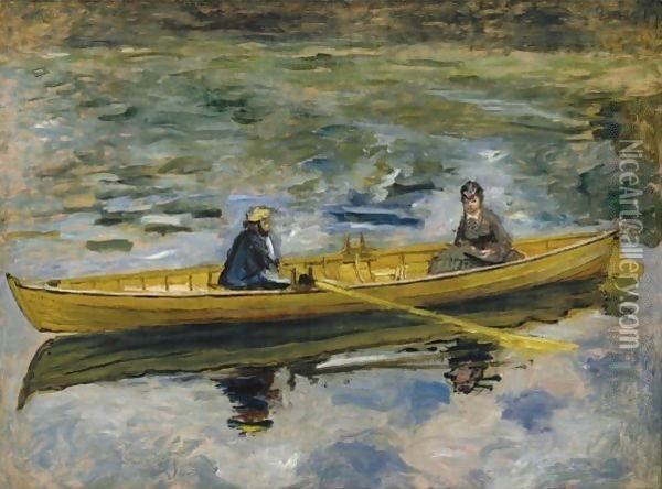 Claude Monet Et Mme Henriot Oil Painting - Pierre Auguste Renoir