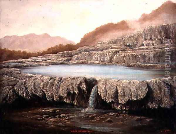 White Terrace, New Zealand, c.1890 Oil Painting - William Bliss Baker