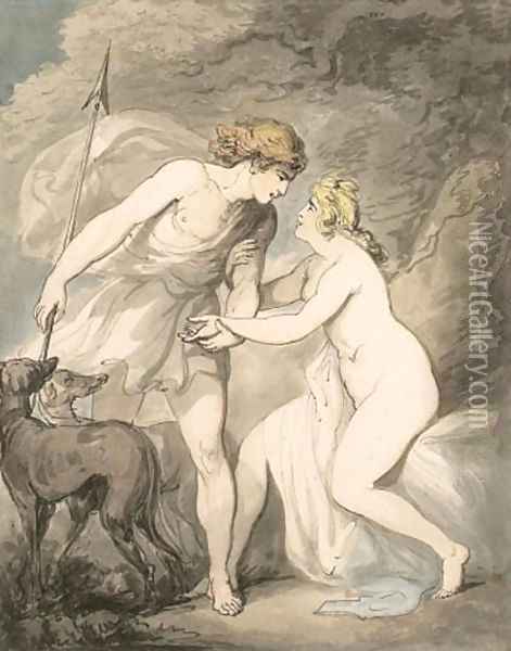 Venus and Adonis Oil Painting - Thomas Rowlandson