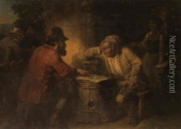 The Dice Players Oil Painting - Henricus Engelbertus Reijntjens