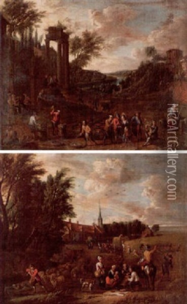 Landskap Med Skordearbetare Oil Painting - Alexander van Bredael