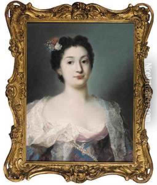 Portrait Of A Woman, Bust Length Oil Painting - Rosalba Carriera