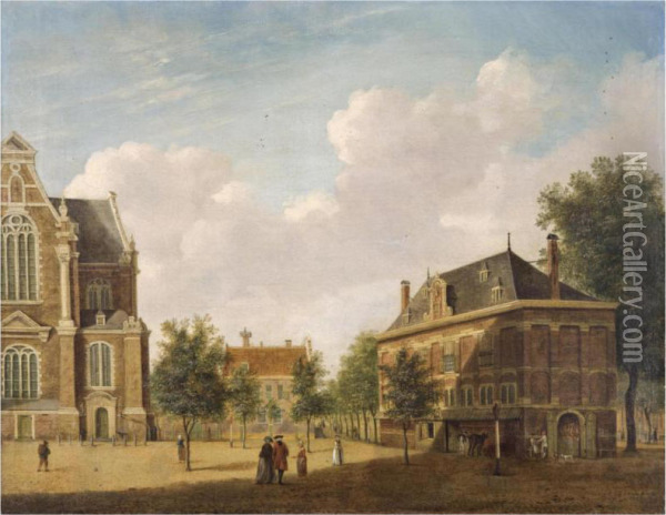 The Westerhal Near The Westerkerk In Amsterdam Oil Painting - Jan Ten Compe or Kompe
