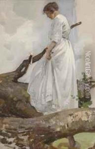 The White Dress Oil Painting - Harry Watson