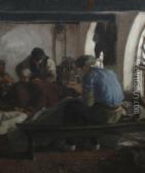 Workers In Shop Oil Painting - Ernst Oppler