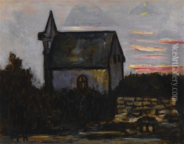Church By The Barrens, Indian Harbor, Maine Oil Painting - Marsden Hartley